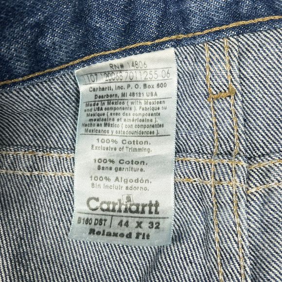 Carhartt Jeans Relaxed Fit Men’s Size 44X 32 Dark Blue Denim Straight Leg Baggy - Picture 11 of 13